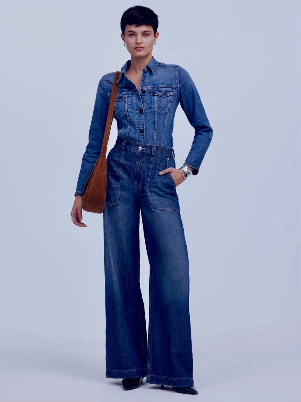 Madewell Superwide-Leg Utility Jeans Airy Denim Lindewood Wash 28